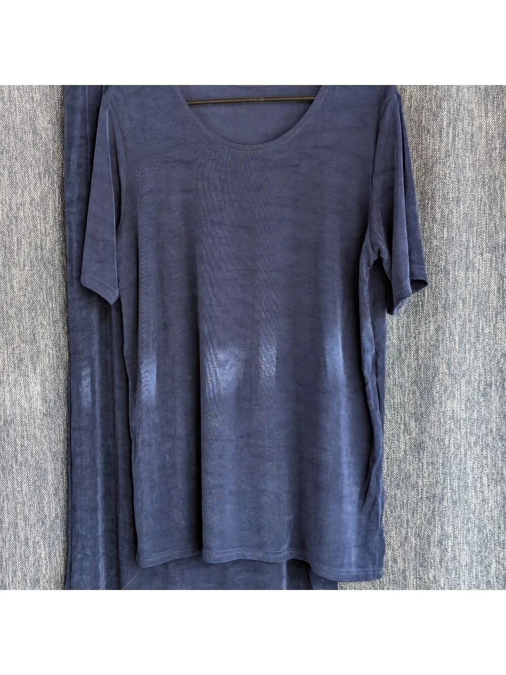 Lounge Set Blue Top and Pants Two Piece Knit Comfort Relaxed Fit, Medium